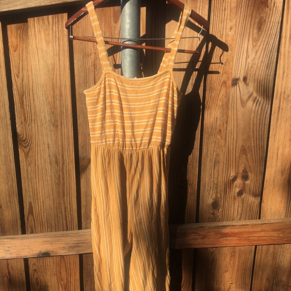 Mustard And White Striped Jumper /Jumpsuit